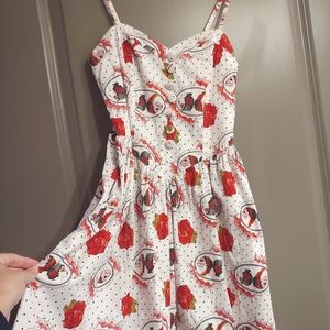 Hell Bunny Red & White Sugar Skull Mini Dress WITH pockets! Size small